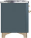 ILVE Majestic II 36" Dual Fuel, Liquid Propane, Freestanding Range, Blue Grey, Brass Trim UM09FDNS3BGGLP - Farmhouse Kitchen and Bath