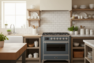 ILVE Majestic III 36" Dual Fuel, Range, Blue Grey, Burnished Trim UM36FNR3BGB