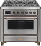 ILVE Majestic II 36" Dual Fuel Range Stainless Steel Bronze Trim UM09FDNS3SSB