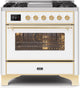 ILVE Majestic II 36" Dual Fuel Range White Brass Trim UM09FDNS3WHG