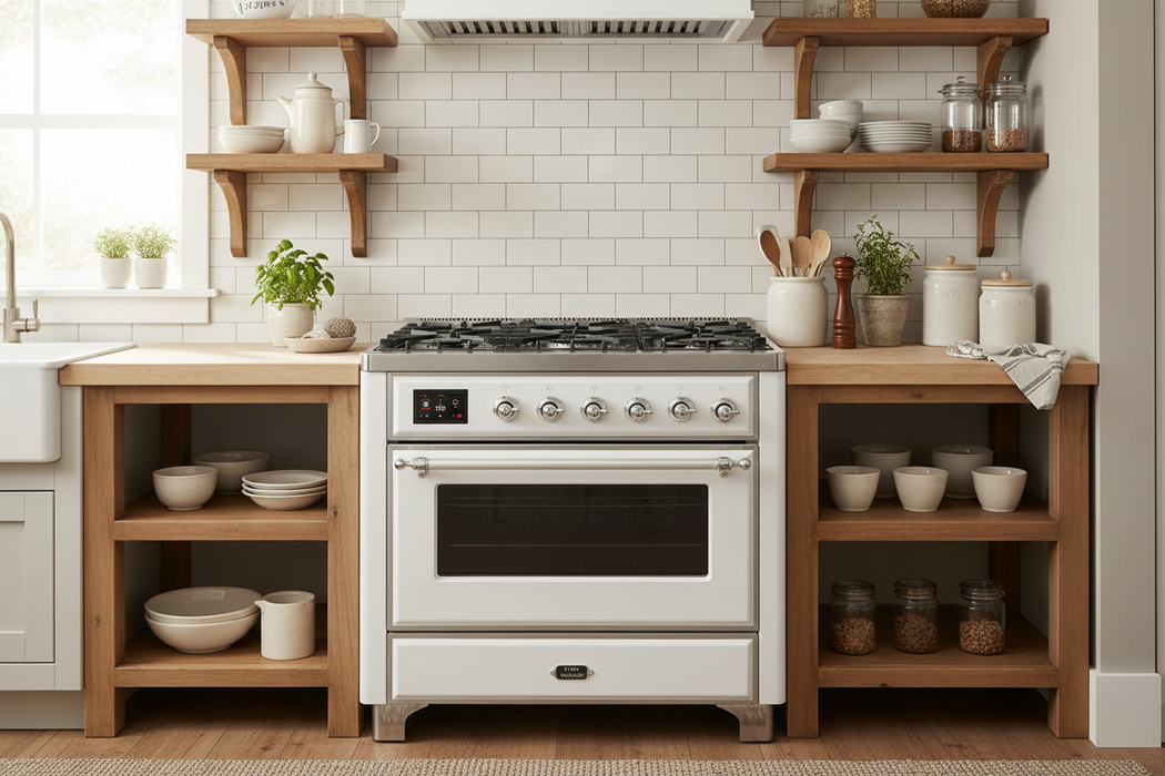 ILVE Majestic II 36" Dual Fuel Range White Chrome Trim UM09FDNS3WHC