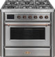 ILVE Majestic II 36" Liquid Propane Dual Fuel Range Stainless Steel Bronze Trim UM09FDNS3SSBLP