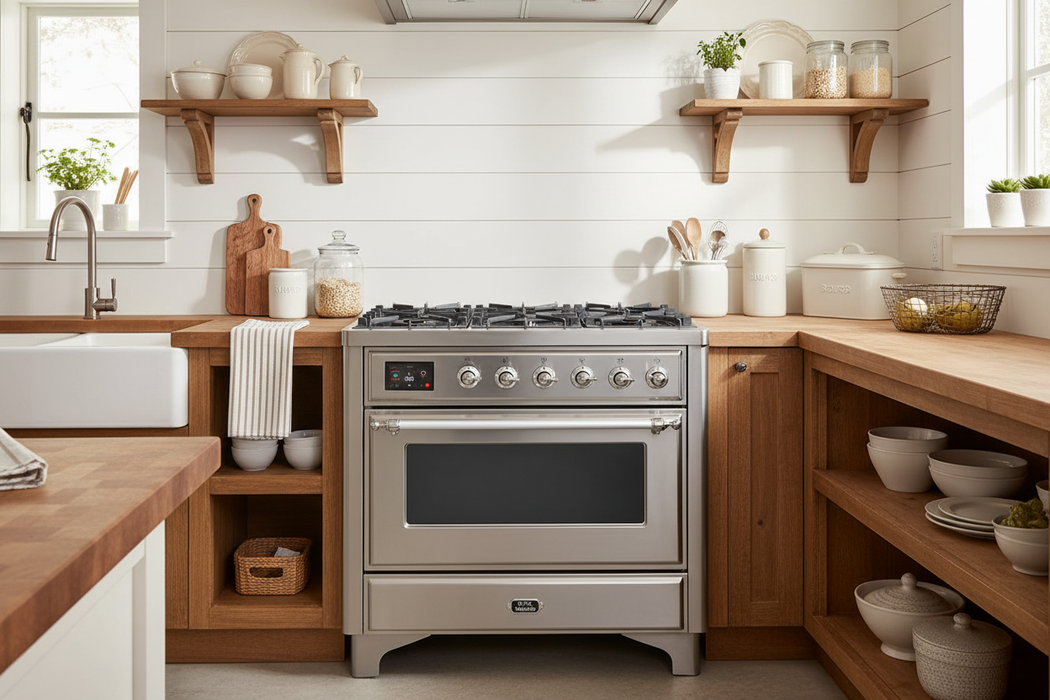 ILVE Majestic II 36" Liquid Propane Dual Fuel Range Stainless Steel Chrome Trim UM09FDNS3SSCLP