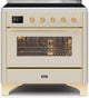 ILVE Majestic II 36" Induction Range, Antique White Brass Trim UMI09NS3AWG