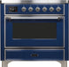 ILVE Majestic II 36" Electric Range, Blue - Chrome Trim UMI09NS3MBC - Farmhouse Kitchen and Bath