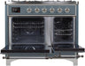 ILVE Majestic II 40" Dual Fuel, Natural Gas, Freestanding Range, Blue Grey, Chrome Trim UMD10FDNS3BGC - Farmhouse Kitchen and Bath