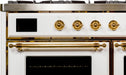 ILVE Majestic II 40" Dual Fuel, Natural Gas, Freestanding Range, White, Brass Trim UMD10FDNS3WHG - Farmhouse Kitchen and Bath