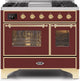ILVE Majestic II 40" Liquid Propane Dual Fuel Range Burgundy Brass Trim UMD10FDNS3BUGLP