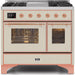 ILVE Majestic II 40" Dual Fuel Range, Antique White, Copper Trim UMD10FDNS3AWP - Farmhouse Kitchen and Bath