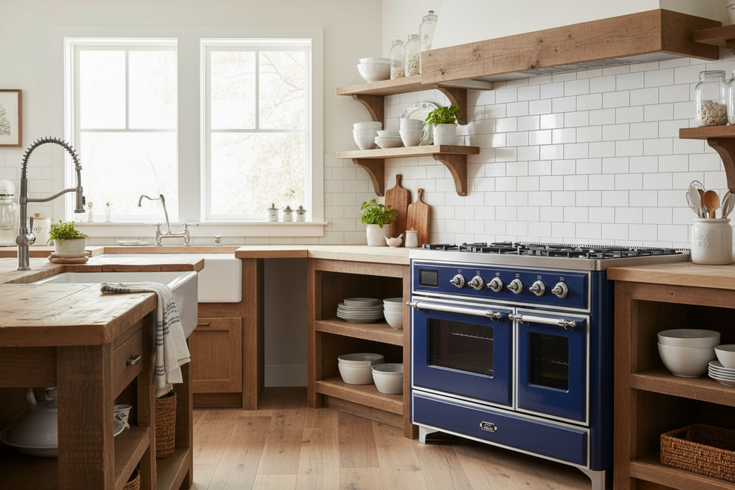 ILVE Majestic II 40" Liquid Propane Dual Fuel Range Midnight Blue Chrome Trim UMD10FDNS3MBCLP