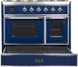 ILVE Majestic II 40" Dual Fuel Range Blue, Chrome Trim UMD10FDNS3MBC - Farmhouse Kitchen and Bath