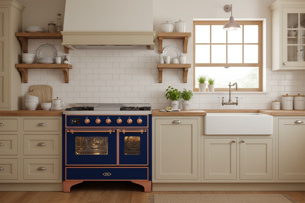 ILVE Majestic II 40" Dual Fuel Range Midnight Blue Copper Trim UMD10FDNS3MBP