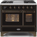 ILVE Majestic II 40" Dual Fuel Range, Glossy Black, Bronze Trim UMD10FDNS3BKB - Farmhouse Kitchen and Bath