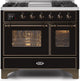 ILVE Majestic II 40" Dual Fuel Range Glossy Black Bronze Trim UMD10FDNS3BKB