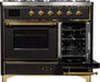 ILVE Majestic II 40" Dual Fuel Range, Matte Graphite, Brass Trim UMD10FDNS3MGG - Farmhouse Kitchen and Bath