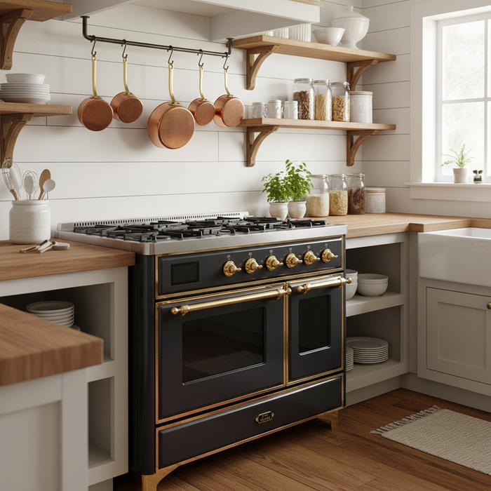 ILVE Majestic II 40" Dual Fuel Range Matte Graphite Brass Trim UMD10FDNS3MGG