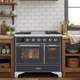 ILVE Majestic II 40" Dual Fuel Range Matte Graphite Chrome Trim UMD10FDNS3MGC