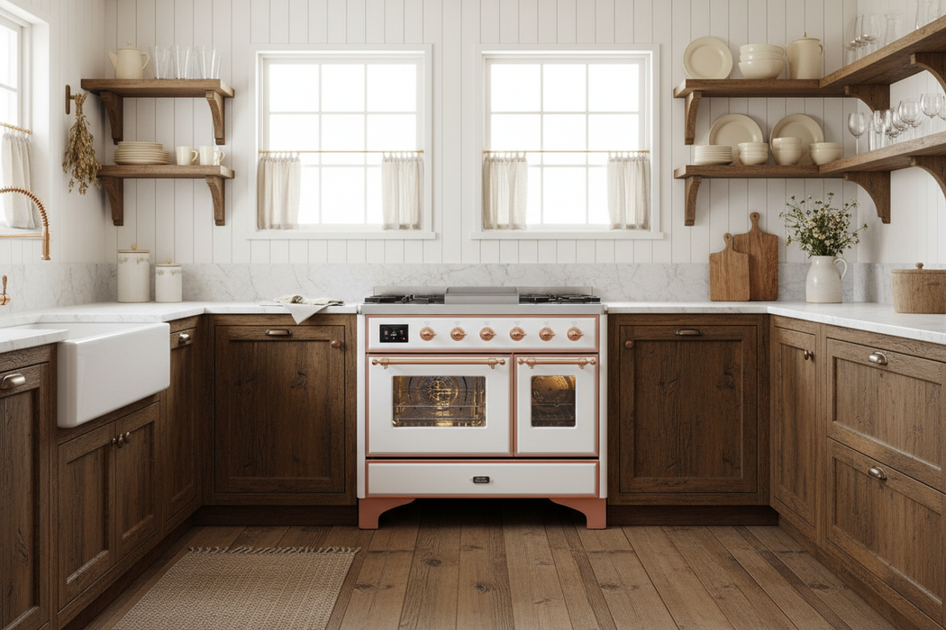 ILVE Majestic II 40" Liquid Propane Dual Fuel Range White Copper Trim UMD10FDNS3WHPLP