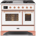 ILVE Majestic II 40" Dual Fuel Range White Copper Trim UMD10FDNS3WHP - Farmhouse Kitchen and Bath