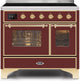 ILVE Majestic II 40" Induction Freestanding Range Burgundy Brass Trim UMDI10NS3BUG
