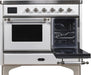 ILVE Majestic II 40" Electric Freestanding Range, White, Chrome Trim UMDI10NS3WHC - Farmhouse Kitchen and Bath