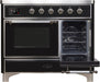 ILVE Majestic II 40" Electric Range, Glossy Black, Chrome Trim UMDI10NS3BKC - Farmhouse Kitchen and Bath