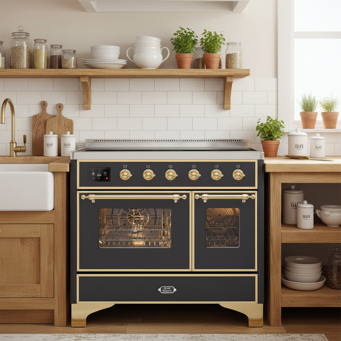 ILVE Majestic II 40" Induction Range Matte Graphite Brass Trim UMDI10NS3MGG