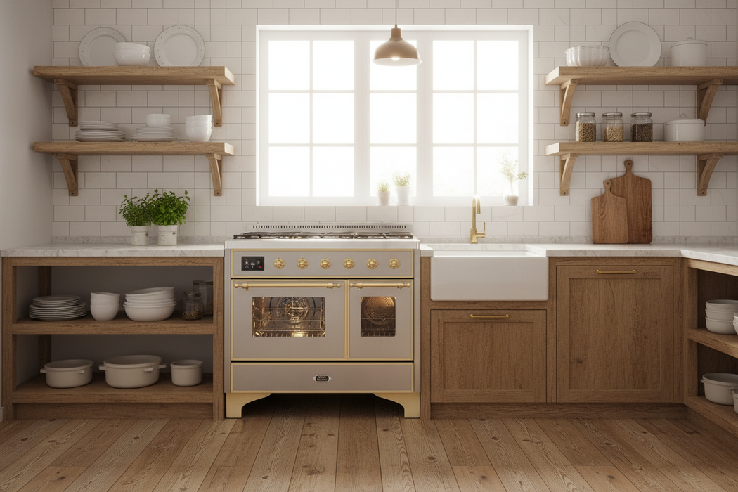 ILVE Majestic II 40" Induction Range Stainless Steel Brass Trim UMDI10NS3SSG