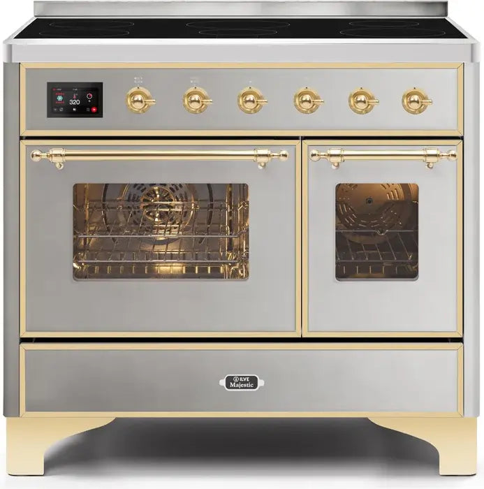 ILVE Majestic II 40" Electric Range, Stainless Steel, Brass Trim UMDI10NS3SSG