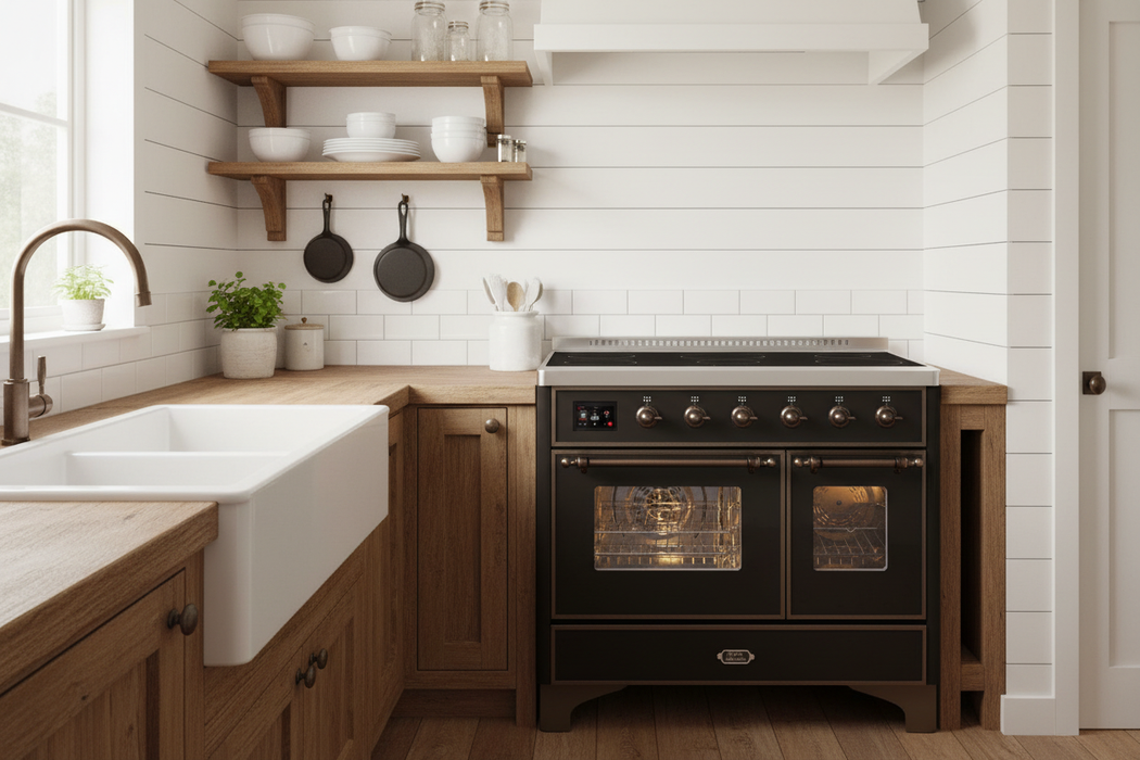ILVE Majestic II 40" Induction Range Glossy Black Bronze Trim UMDI10NS3BKB