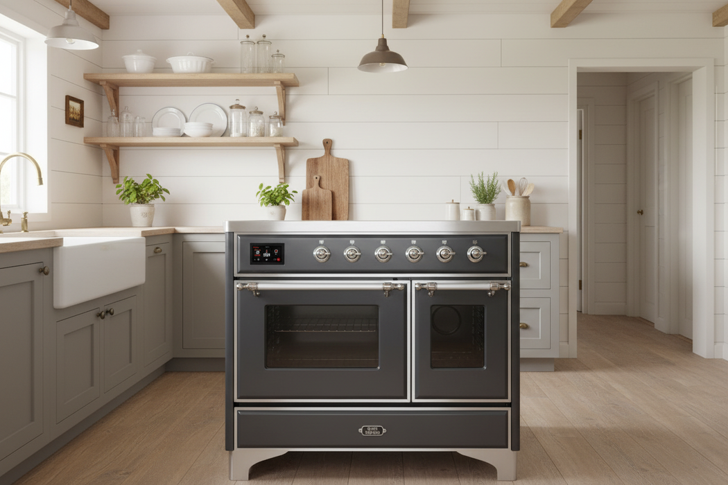 ILVE Majestic II 40 Inch Induction Range Matte Graphite Chrome Trim, UMDI10NS3MGC
