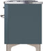 ILVE Majestic II 48" Dual Fuel Liquid Propane Freestanding Range, Blue Grey, Chrome Trim UM12FDNS3BGCLP - Farmhouse Kitchen and Bath