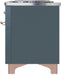 ILVE Majestic II 48" Dual Fuel Liquid Propane Freestanding Range, Blue Grey, Copper Trim UM12FDNS3BGPLP - Farmhouse Kitchen and Bath