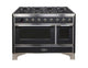 ILVE Majestic II 48" Dual Fuel Liquid Propane Freestanding Range, Matte Graphite, Chrome Trim UM12FDNS3MGCLP