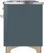 Ilve Majestic II 48 Inch Dual Fuel Liquid Propane Freestanding Range in Blue Grey with Brass Trim, UM12FDNS3BGGLP - Farmhouse Kitchen and Bath