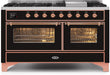 ILVE Majestic II 60" Dual Fuel Glossy Black Copper Trim UM15FDNS3BKP - Farmhouse Kitchen and Bath