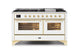 ILVE Majestic II 60" Dual Fuel Natural Gas Freestanding Range, White, Brass Trim UM15FDNS3WHG