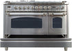 ILVE Nostalgie 48" Dual Fuel Natural Gas Freestanding Range, Stainless Steel, Chrome Trim UPN120FDMPIX - Farmhouse Kitchen and Bath