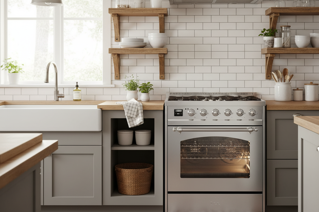 ILVE Nostalgie II 30" Electric Range, Stainless Steel, Chrome Trim UPI304NMPSSC