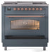 ILVE Nostalgie II 36 " Dual Fuel Natural Gas Freestanding Range in Blue Grey with Copper Trim, UP36FNMPBGP - Farmhouse Kitchen and Bath