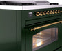 ILVE Nostalgie II 36" Dual Fuel Natural Gas Range, Emerald Green, Brass Trim UP36FNMPEGG - Farmhouse Kitchen and Bath