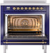 ILVE Nostalgie II 36 " Electric Range, Blue, Brass Trim UPI366NMPMBG - Farmhouse Kitchen and Bath