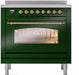 ILVE Nostalgie II 36 " Electric Range, Emerald Green, Brass Trim UPI366NMPEGG - Farmhouse Kitchen and Bath