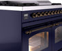 ILVE Nostalgie II 40" Dual Fuel Natural Gas Range, Blue, Bronze Trim UPD40FNMPMBB - Farmhouse Kitchen and Bath