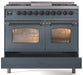ILVE Nostalgie II 40 " Dual Fuel Natural Gas Range, Blue Grey, Bronze Trim, UPD40FNMPBGB - Farmhouse Kitchen and Bath