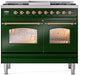ILVE Nostalgie II 40" Dual Fuel Natural Gas Range, Emerald Green, Brass Trim UPD40FNMPEGG - Farmhouse Kitchen and Bath