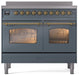 ILVE Nostalgie II 40" Electric Range ,Blue Grey, Brass Trim UPDI406NMPBGG - Farmhouse Kitchen and Bath