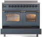 ILVE Nostalgie II 40" Electric Range ,Blue Grey, Bronze Trim UPDI406NMPBGB - Farmhouse Kitchen and Bath