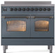 ILVE Nostalgie II 40" Electric Range ,Blue Grey, Bronze Trim UPDI406NMPBGB - Farmhouse Kitchen and Bath