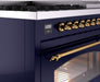 ILVE Nostalgie II 48" Dual Fuel Liquid Propane Range, Blue, Brass Trim ILVE UP48FNMPMBGLP - Farmhouse Kitchen and Bath